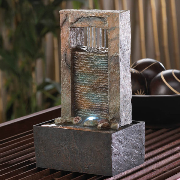 Zingz & Thingz Acrylic Cascading Water Tabletop Polyresin Fountain with